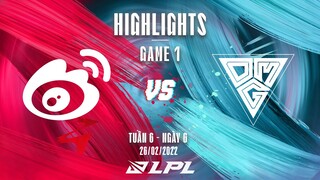 WBG vs OMG | Highlights - Game 1 | Tuần 6 Ngày 6 | LPL Mùa Xuân 2022