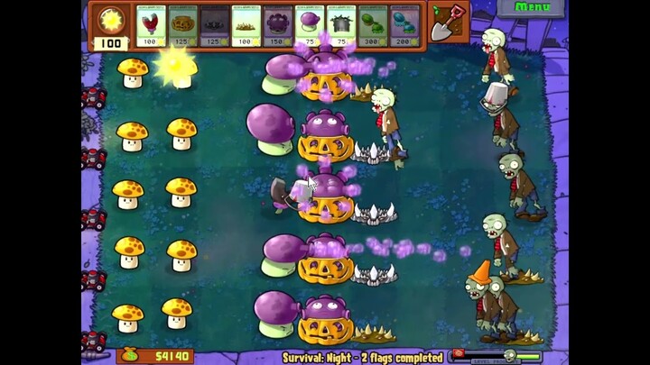 Plants vs  Zombies - SURVIVAL Night