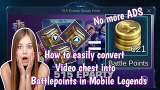 How to earn instant Battlepoints in Mobile legends using video chest No Ads