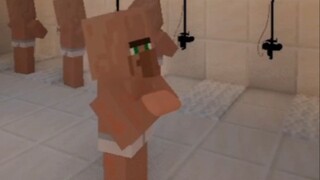 Minecraft, sabunnya jatuh saat seorang penduduk desa sedang mandi.