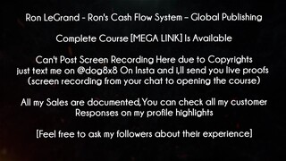 Ron LeGrand Course Ron's Cash Flow System – Global Publishing download