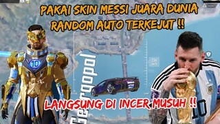 EKSPERIMEN PRANK RANDOM PAKAI SKIN MESSI, TEMEN RANDOM AUTO KAGET LIAT LAMBORGHINI - PUBG MOBILE