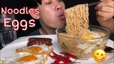 MUKBANG EATING EGGS NOODLES | eggs sausage yummy