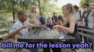 An amazing game by two Chess masters between a 10 year old boy and a queen of Chess master.