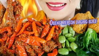 MANTUL PEDESNYA OSENG MERCON DAGING SLICE, PETE, AYAM GORENG | EATING SOUNDS