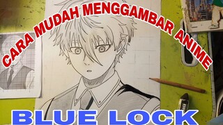 cara mudah menggambar anime blue lock nagi