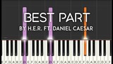 Best Part  by H.E.R. ft. Daniel Caesar synthesia piano tutorial | with lyrics | free sheet music