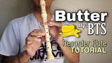 BUTTER by BTS - Flute Recorder Tutorial with Letter Notes