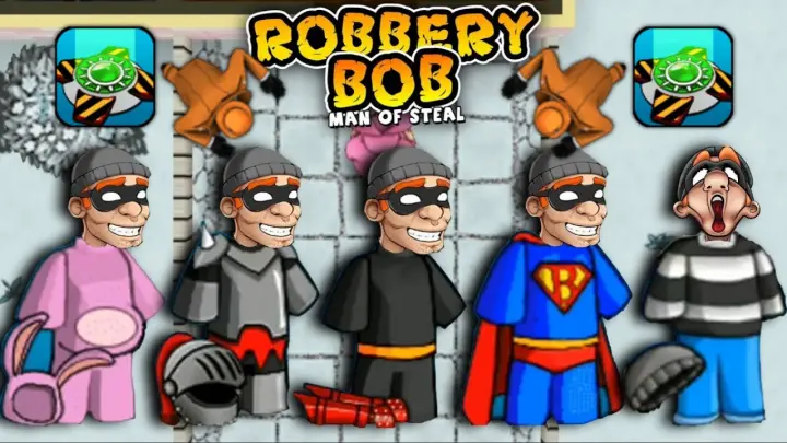 Robbery Bob - All Costumes Funny Video Game Part 198