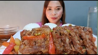 SPICY BEEF RIBS AFRITADA IN REAL TOMATOES MUKBANG