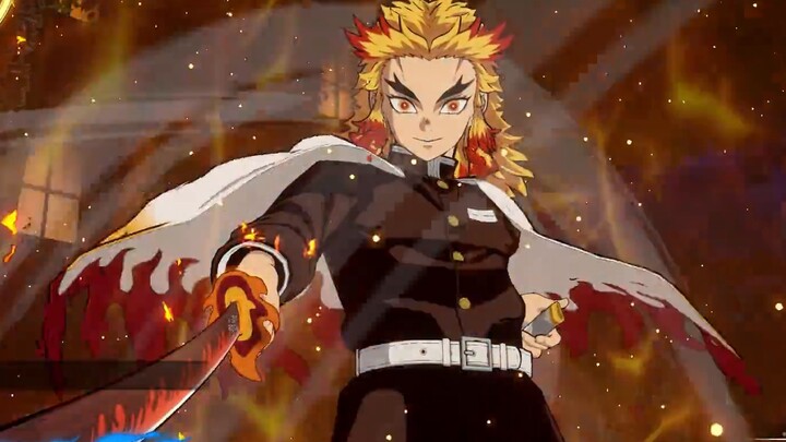 Demon Slayer: Flame Pillar Rengoku Kyojuro's full skills are displayed, with a gentle personality an