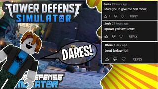 TDS DARES saying oof only for the whole game? | Tower Defense Simulator | ROBLOX