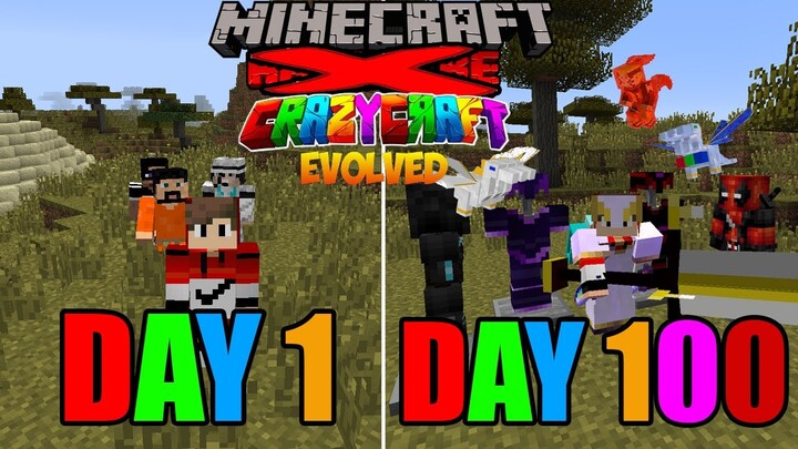 Tóm Tắt 100 Ngày Sinh Tồn Trong MINECRAFT CrazyCraft Không Khó !!!!