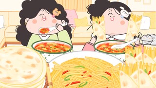 -Yanghuahua animation mukbang｜Mẹ tôi là người quyết định cuối cùng về việc nên ăn gì với burritos và