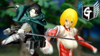 Attack on titan stop motion- Levi vs Female Titan 進撃の巨人-リヴァイ兵長 VS 女型の巨人