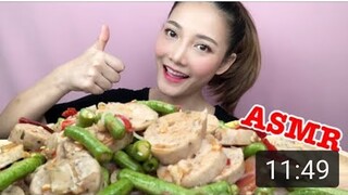 SAW ASMR MUKBANG เสียงกิน|ตำซั่วหมูยอพริกแห้ง เผ็ดไฟลุก!!|•EATING SOUND•ซอว์