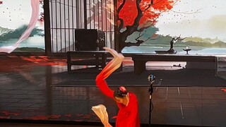 Showing off Chinese water sleeve dance in front of all the teachers and students in a foreign countr