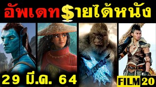 อัพเดทรายได้หนัง Godzilla vs Kong - Avatar - Raya - Monster Hunter  อื่นๆ ณ 29 มี.ค. 64