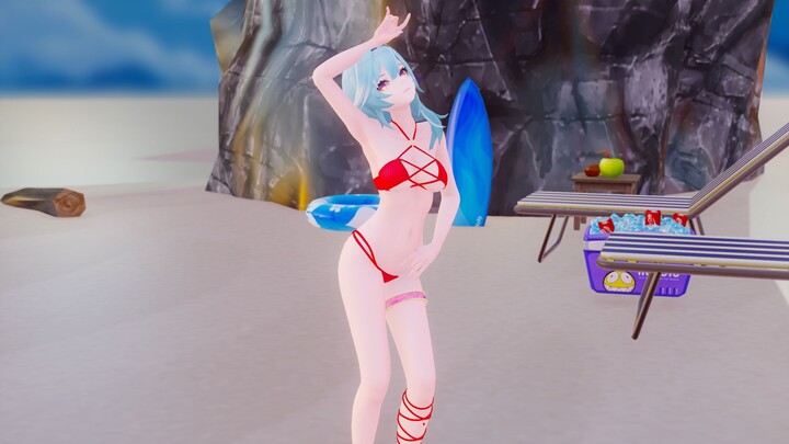 【Eula Swimsuit MMD】 good night kiss