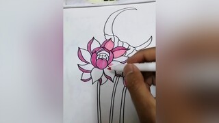 hoa sen vần trăng stayhomecovid19 stayhomechallenge vehoa vehoasen drawinglotus drawingflowers drawingart