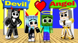 Monster School : Angel Baby Zombie Love Devil Wolf girl - Sad Story - Minecraft Animation