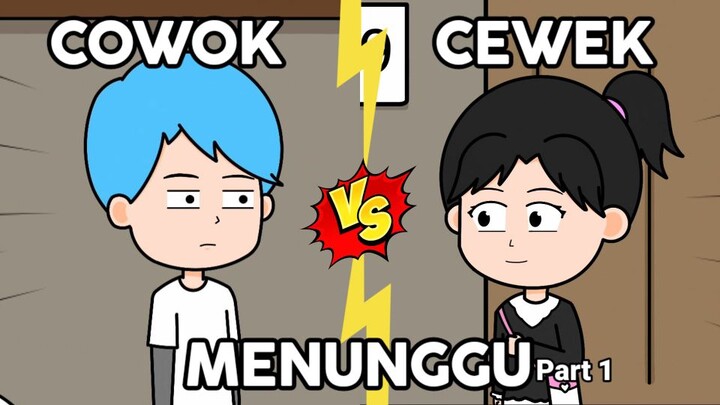 Cowok vs Cewek saat menunggu part 1 - Animasi Damachi animation
