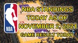 NBA STANDINGS AS OF NOVEMBER 2, 2021/NBA GAMES RESULTS TODAY | NBA 2021-22 REGULAR SEASON