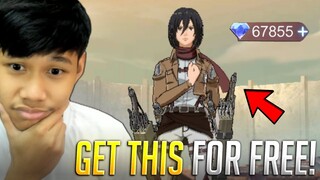 HOW TO GET THIS SKIN FOR FREE! SKIN GIVEAWAY 🎁 | MIKASA ATTACK ON TITAN SKIN REVIEW!