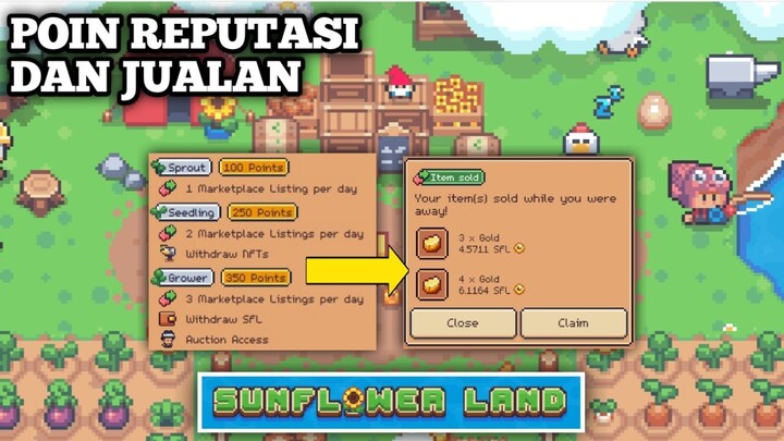 CARA DAPAT POIN REPUTASI DAN JUALAN DI SUNFLOWER LAND INDONESIA part 2