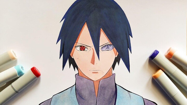 วิธีการวาด Uchiha Sasuke ผู้ใหญ่ - การสอนทีละขั้นตอน โบรูโตะ