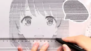 Drawing Megumi Katou using a straight ruler