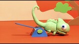 Happy Chameleon playing seesaw cartoon for kids - BabyClay animals