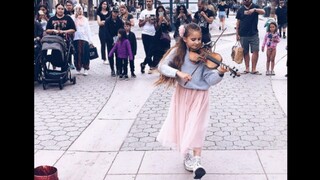 [Musik]Pertunjukan biola di jalanan oleh gadis muda|<Bad Guy>