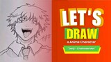 GAMBAR KOKI RENDANG MAKIMA😱 | Let's Draw a Anime Character | Denji - Chainsaw Man 🐶🧑👿🔪❤️🩸