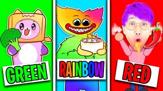 EATING ONLY ONE COLOR FOOD CHALLENGE FOR 24 HOURS (RAINBOW HUGGY WUGGY!) *LANKYBOX ANIMATION*