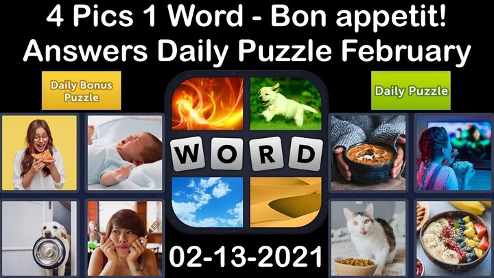 4 Pics 1 Word - Bon appetit! - 13 February 2021 - Answer Daily Puzzle + Daily Bonus Puzzle