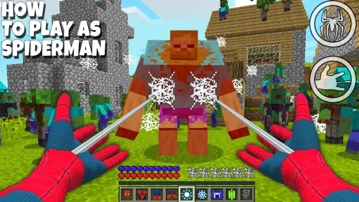 HOW TO PLAY AS REAL SPIDERMAN AND SAVED THIS VILLAGE IN MINECRAFT!