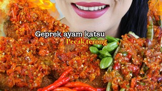 SERBA PEDAS, AYAM GEPREK KATSU DAN TERONG SAMBEL PECAK | EATING SOUNDS