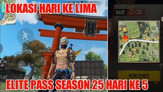 LOKASI PETA HARTA HARI KE LIMA MISI ELITE PASS SEASON 25 FABLED FOX FREE FIRE
