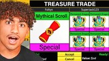 Trading PERMANENT MYTHICAL SCROLLS For 24 HOURS.. (Blox Fruits)