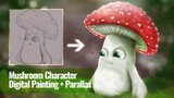 Cute Annoyed Mushroom Character | Digital Painting + Parallax Animation | W.I.P Compilation