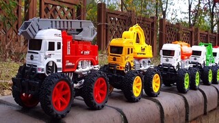 animasi mobil mainan, koleksi truk monster, truk monster excavator monster mixer truk pemadam kebaka
