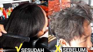 cara meluruskan rambut keriting bergelombang, permanen‼️