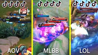 AOV vs MLBB vs LOL - WHO IS THE BEST TEAMWORK ? | ✅  ML FUNNY MOMENTS IN TIK TOK #106