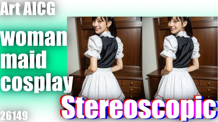 [AICG 立体视] woman maid cosplay 26149 人工智能之美与人工智能艺术灵感