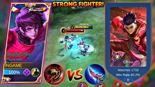 OROCHI CHRIS DYRROTH VS STRONG FIGHTER CHOU | SOLO RANK GLOBAL DYRROTH BEST BUILD - MLBB