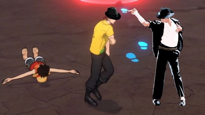Zoro dancing next to the fallen Luffy