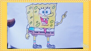 CARA MUDAH MENGGAMBAR SPONGEBOB  | Tutorial Indonesia