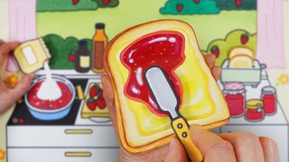 [Animasi stop-motion] Ritual musim semi: roti panggang selai stroberi manis buatan sendiri di rumah｜