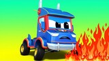 Video truk untuk anak-anak - BOR RAKSASA Super menyebabkan KEBAKARAN - Truk Super di Kota Mobil!